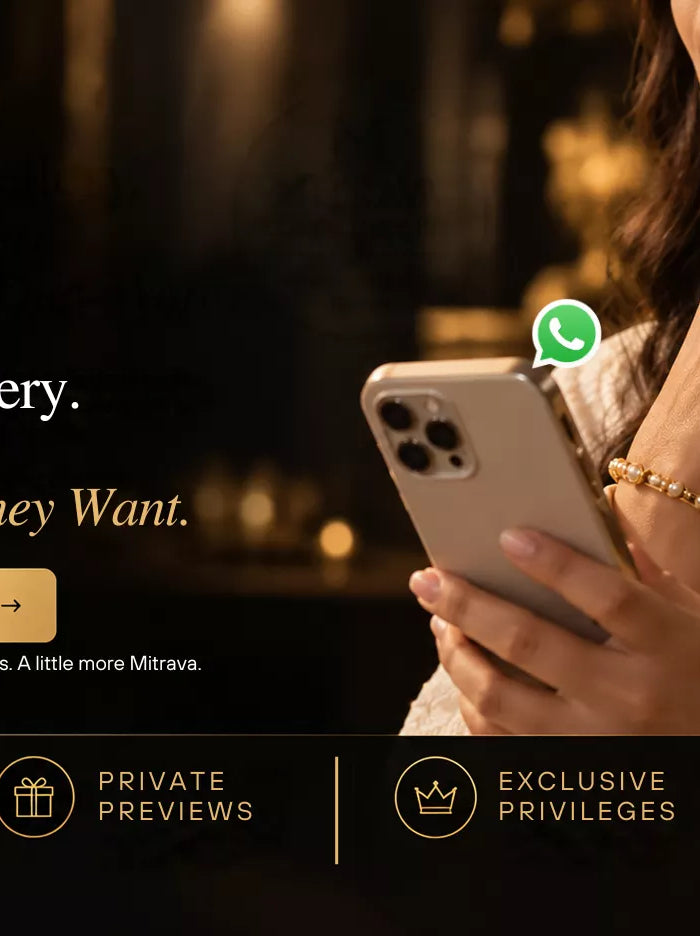 Mitrava Luxe Circle WhatsApp group image featuring exclusive jewellery previews, early access, privileges and styling updates.